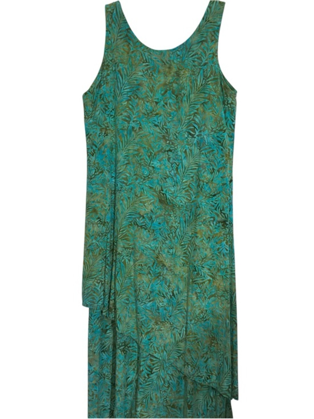Bali Batiks hand-painted asymmetrical sleeveless dress. Size M.